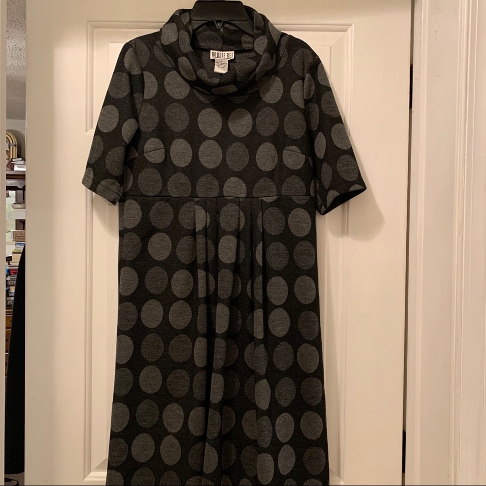 Robbie Bee Gray Polka Dot Cowl Neck Dress - Size 8